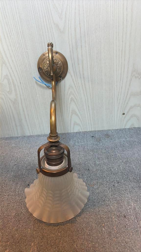 Wandlampje messing glas, Ophalen of Verzenden, Glas