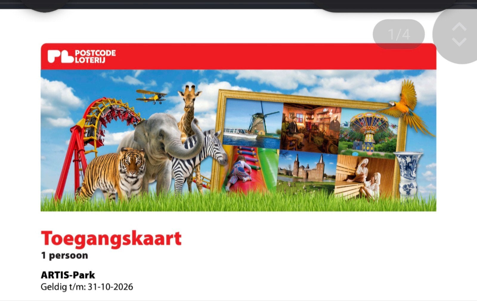 4 x gratis entree Artis geldig tot en met zaterdag 31-1o, Tickets en Kaartjes, Drie personen of meer, Overige typen