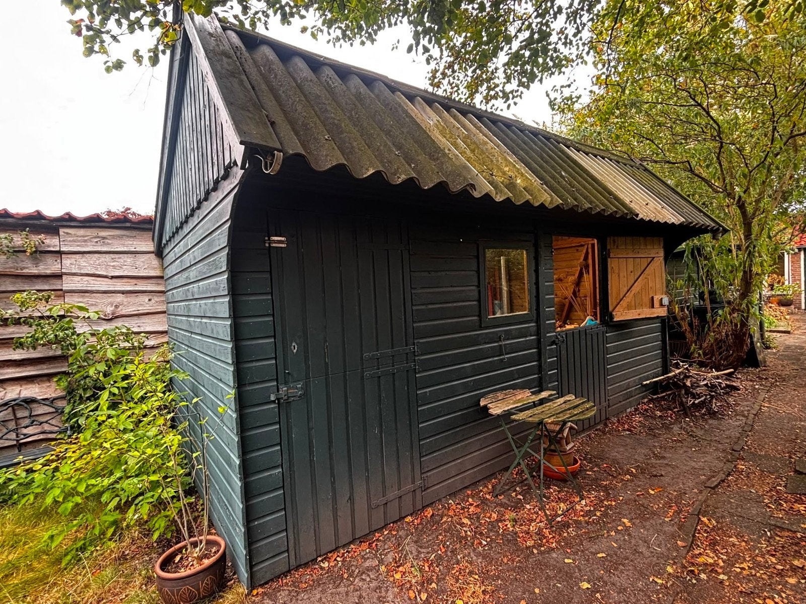 Houten schuur 5 x 2,55 m, Tuin en Terras, Tuinhuizen, Ophalen, Schuur, 2 ramen, 500 cm of meer