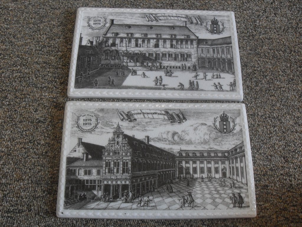 2 focke & meltzer tegels amsterdam burger weeshuys, Ophalen of Verzenden