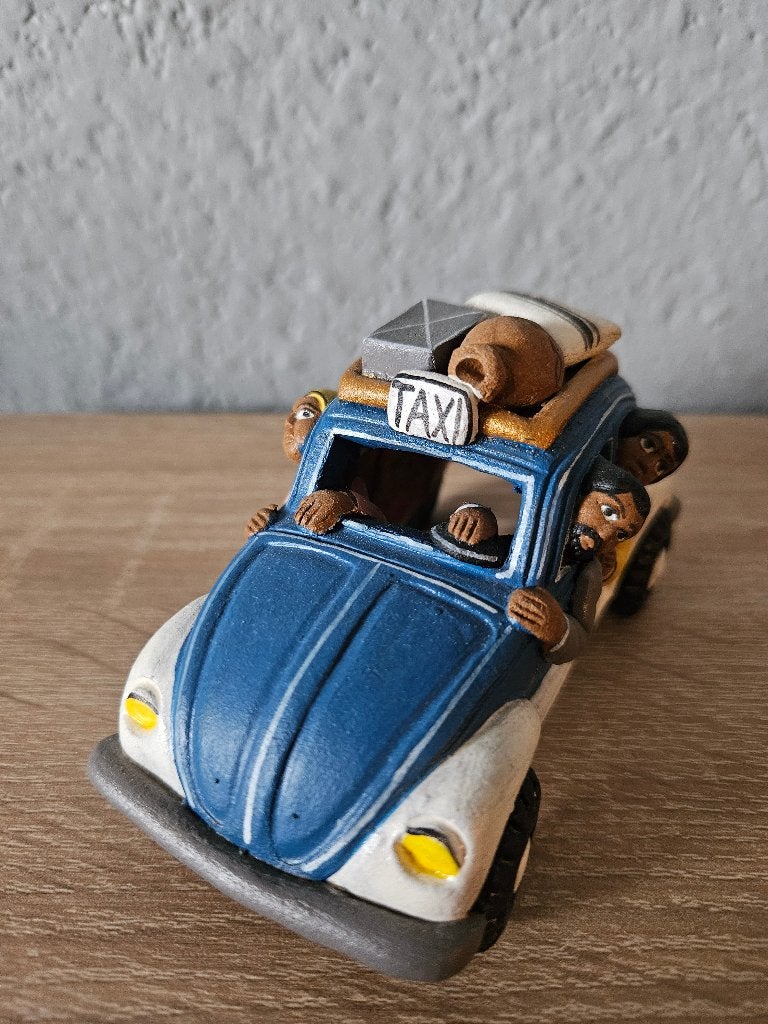 Taxi Peru Klei Terracotta Figuur, Verzenden, Overige stijlen, Zo goed als nieuw, Blauw