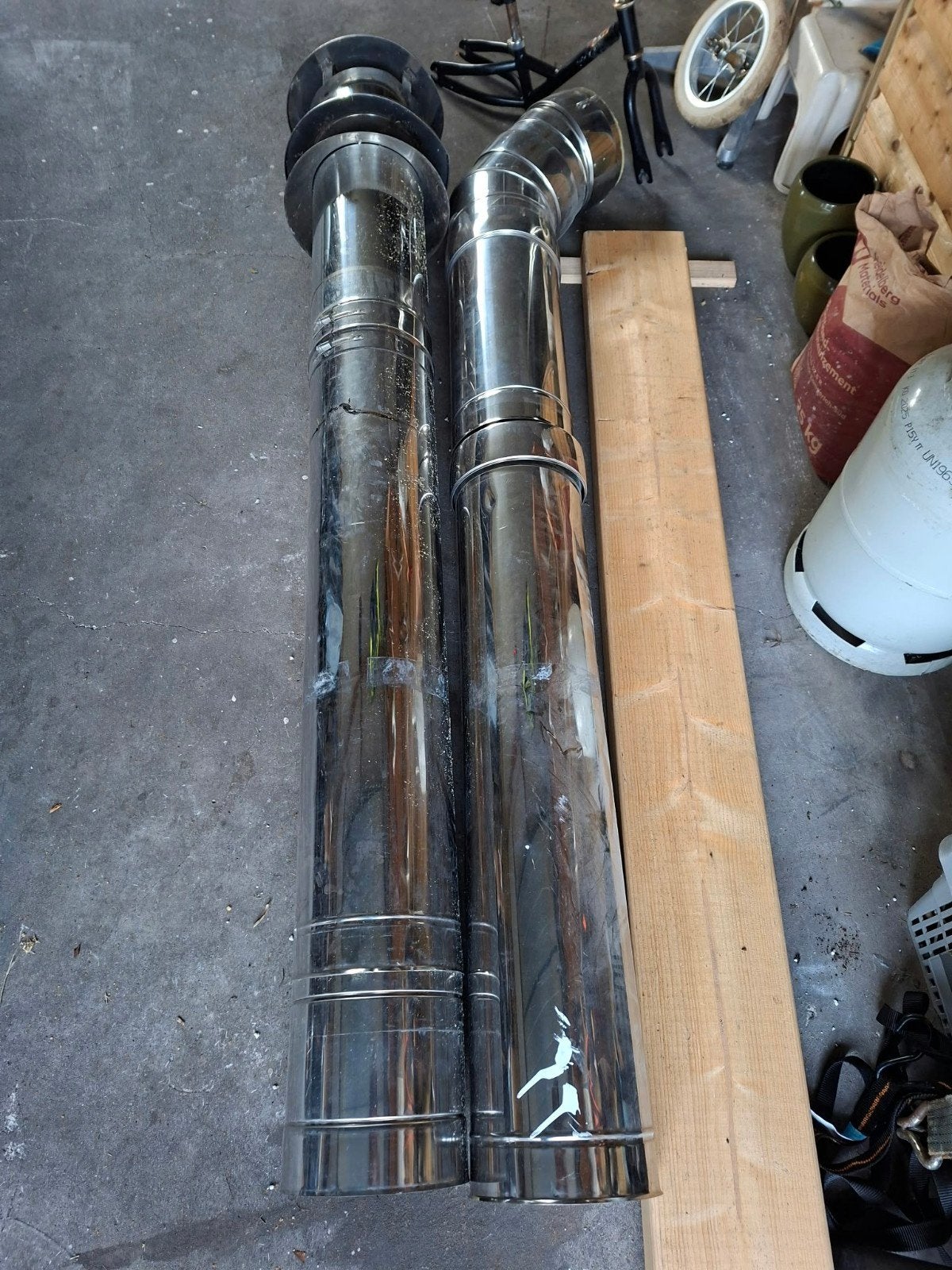 Dubbelwandige RVS kachelbuis, Ophalen, Gebruikt, Hout, Houtkachel