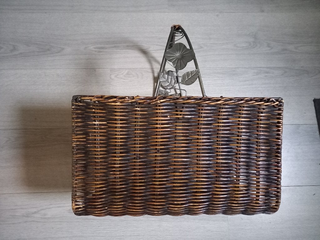 Rieten Tijdschriftenmand / Tijdschriftenbak / Houtmand, Ophalen of Verzenden, Zo goed als nieuw, Natuurlijk materiaal