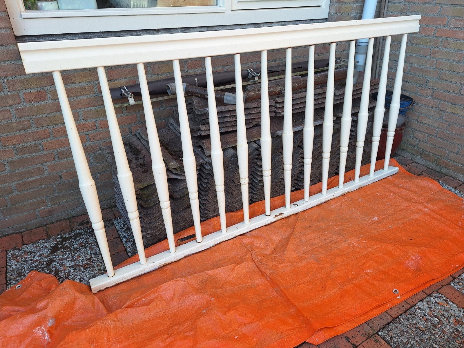 Hardhouten balustrade 206x101 cm, Ophalen, Gebruikt