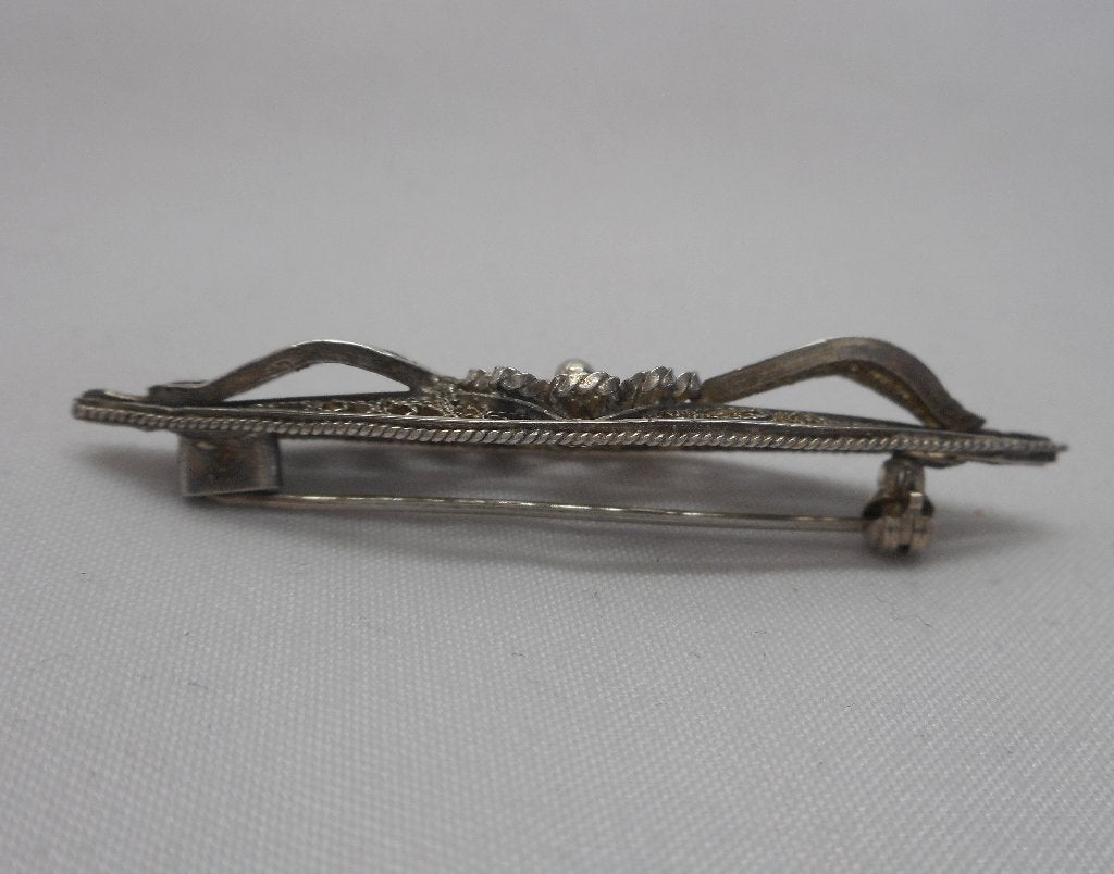 Zilveren Filigrain broche nr.1772, 4 tot 7 cm, Verzenden, Zo goed als nieuw, Zilver