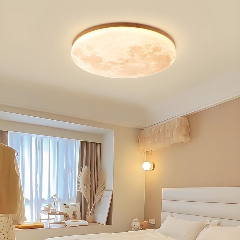 Moderne Plafondlamp Maan Design - Ø 26 cm x H 5 cm, Ophalen of Verzenden, Nieuw, Kunststof
