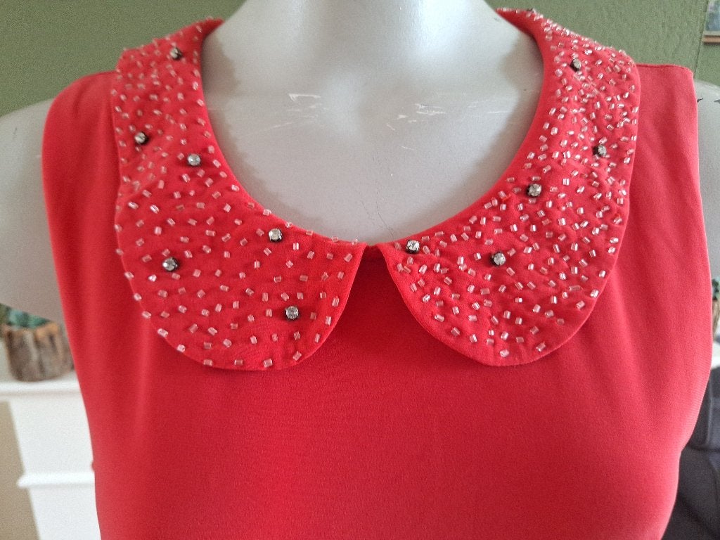 K-Design jurk koraal zijde look peter pan kraagje XXL, K-design, Verzenden, Maat 46/48 (XL) of groter, Oranje