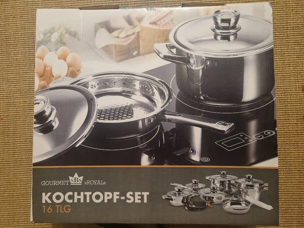 Pannenset 16-delig nieuw in verpakking, Huis en Inrichting, Keuken | Potten en Pannen, Ophalen of Verzenden, Nieuw, Rvs, Pannenset