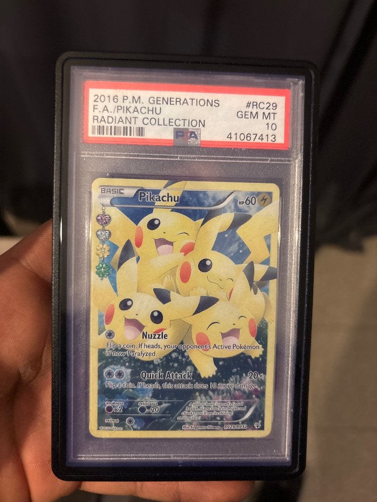 Te koop Pokemon Pikachu radiant collection error psa 10, Ophalen, Foil, Losse kaart, Zo goed als nieuw