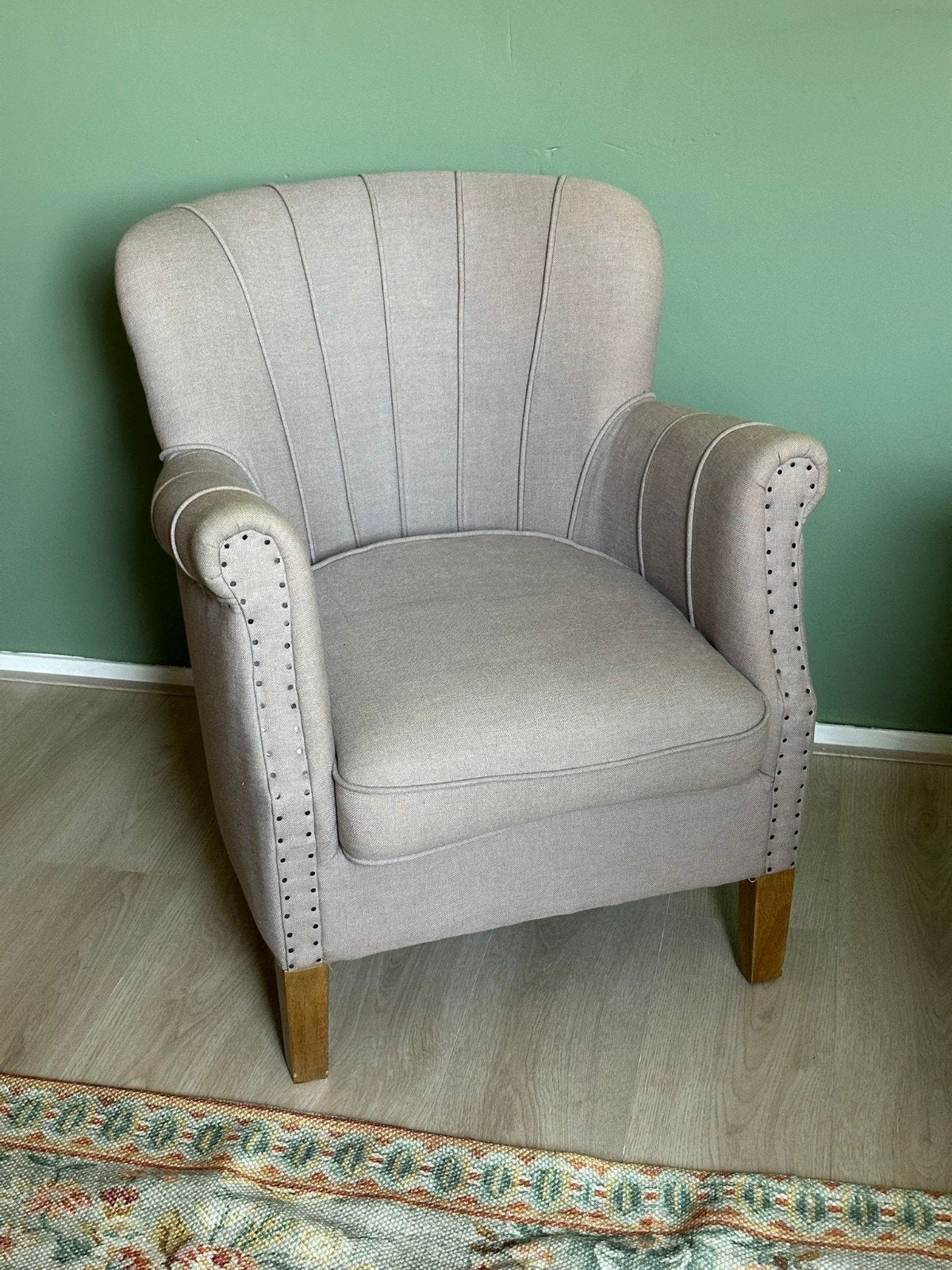 Riviera Maison Fauteuiltje Stoel  Brogan Flax, Huis en Inrichting, Fauteuils, Ophalen, 75 tot 100 cm, Hout, Minder dan 50 cm