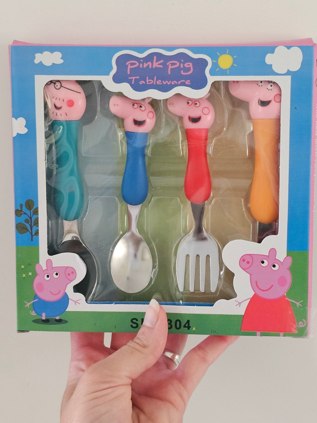 NIEUW kinder peuter bestek Peppa Pig. 4 biggetjes in doosje., Ophalen of Verzenden, Nieuw