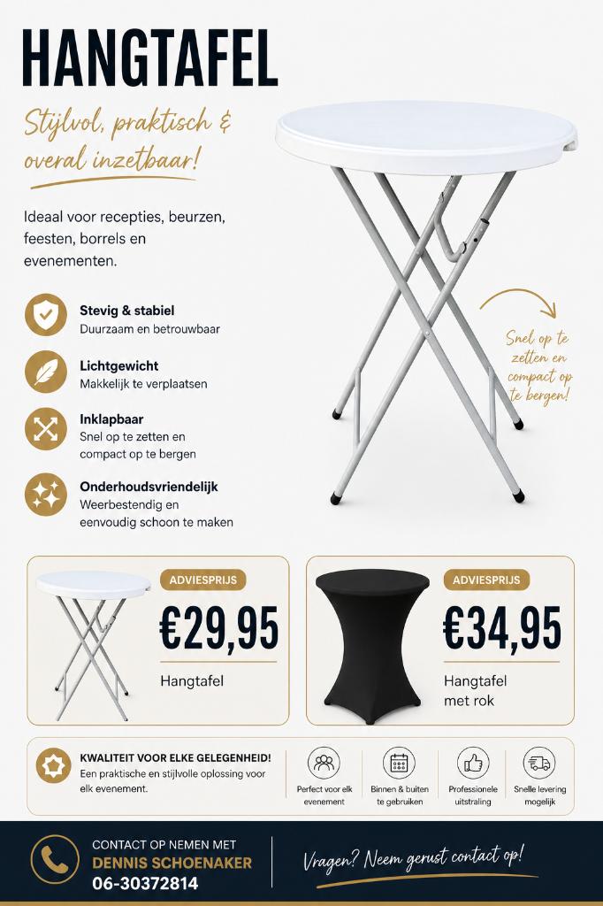 Hangtafel / Statafel - 80CM - Nieuw, Ophalen of Verzenden, Nieuw, Overige