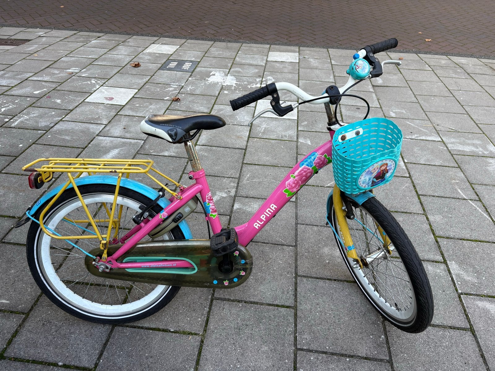 Alpina meisjesfiets 20 inch - Roze met mandje, Ophalen, Gebruikt, Velgrem, 20 inch of meer