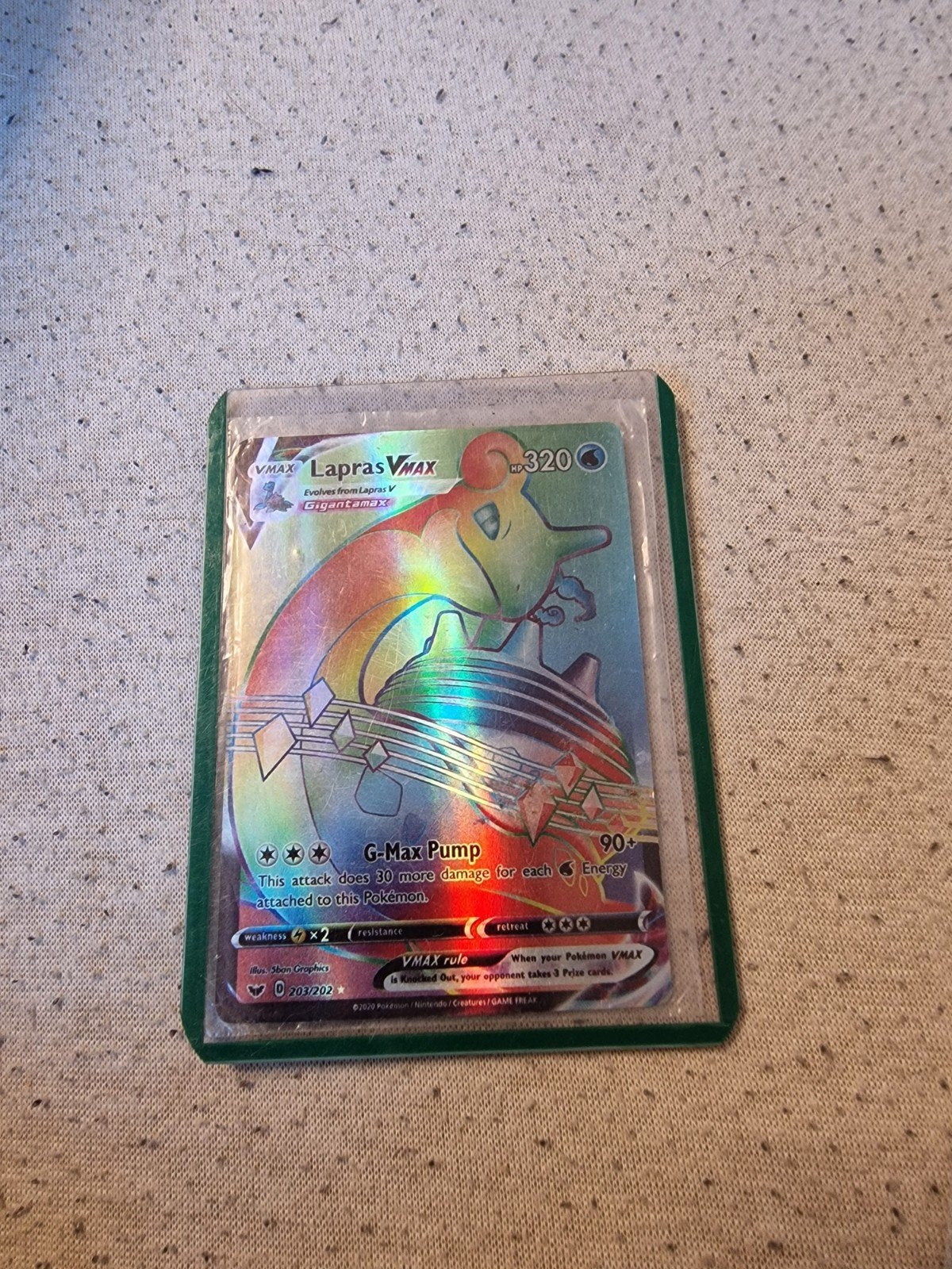 Lapras VMAX Rainbow Rare Pokémon Kaart (020/202), Ophalen of Verzenden, Zo goed als nieuw, Losse kaart, Foil