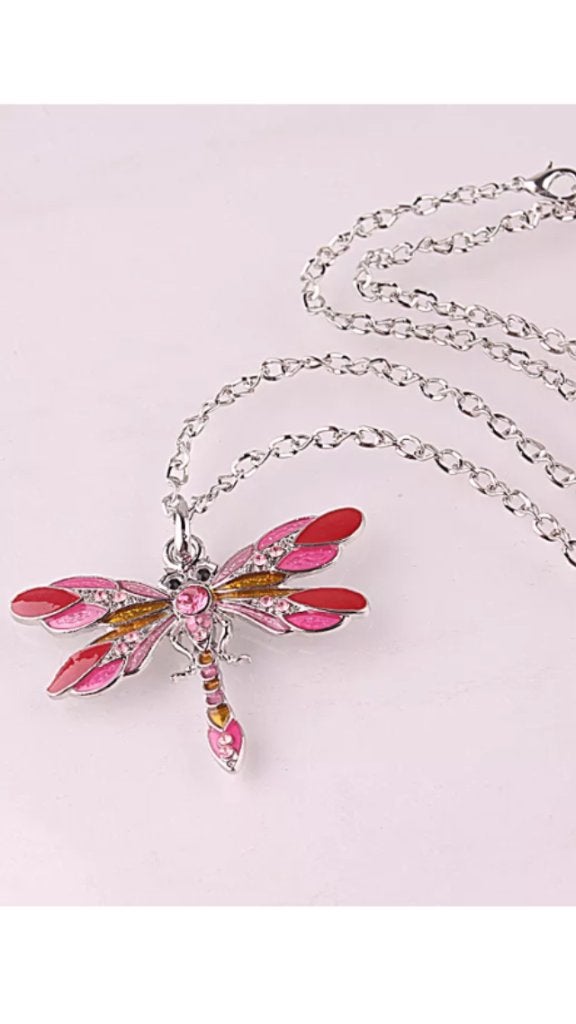 Kettinghanger Roze Zilver 'Libelle' met ketting -NIEUW-, Glas of Kristal, Nieuw, Ophalen of Verzenden, Roze