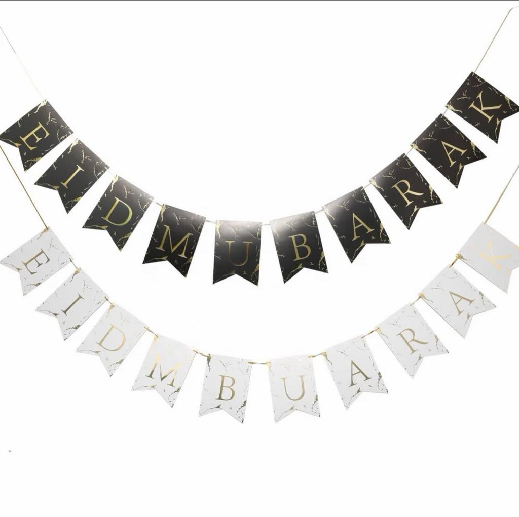 Eid Mubarak Slinger - Zwart en Wit Marmerlook, Ophalen of Verzenden, Nieuw, Versiering, Overige