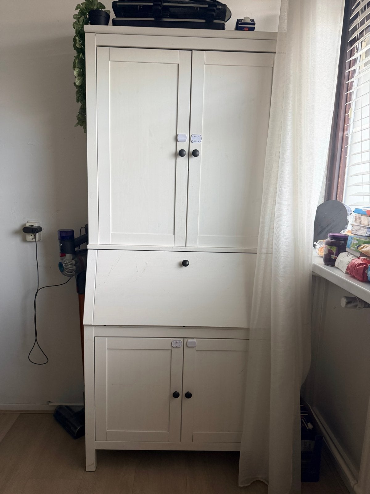 Witte secretaire/bureaukast Ikea Hemnes, Ophalen, Gebruikt, 200 cm of meer, 50 tot 100 cm