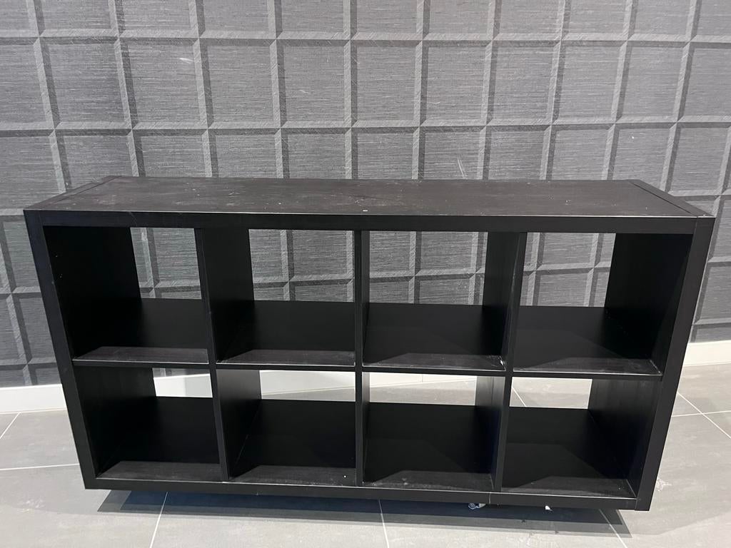 Zwarte Kallax kast 77x147 cm, 2x4 vakken, Huis en Inrichting, Ophalen, Gebruikt, 100 tot 150 cm, 50 tot 100 cm