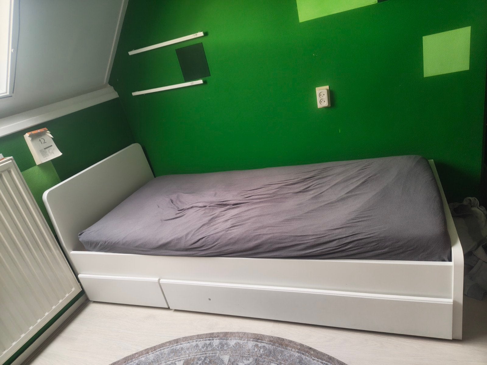 Ikea Askvoll bedframe met Songesand lades en lattenbodem, Ophalen, Gebruikt, 90 cm, Eenpersoons