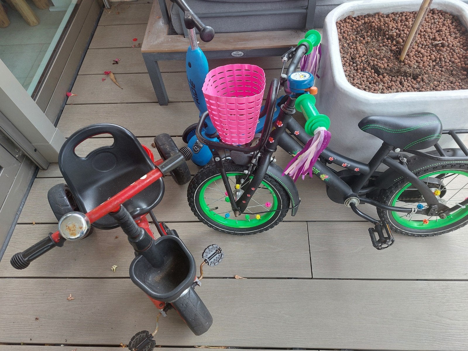 Kinderfiets, driewieler en step - complete set, Ophalen, Gebruikt, Verstelbare zitting, Velgrem