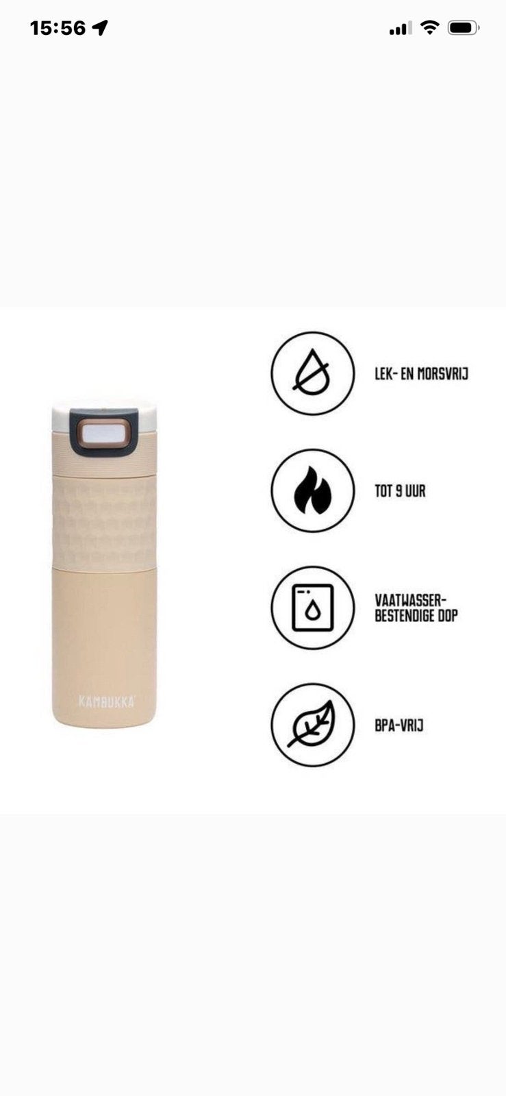 Kambukka Etna Grip Thermosbeker 500 ml Barely Beige, Beige, Overige typen, Kunststof, Nieuw
