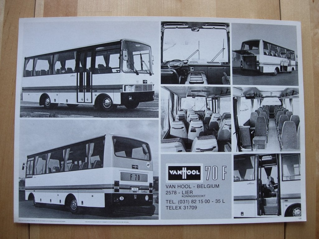 Van Hool 70F Bus Brochure 1979 – 70 F, Van Hool, Ophalen of Verzenden, Zo goed als nieuw, Overige merken