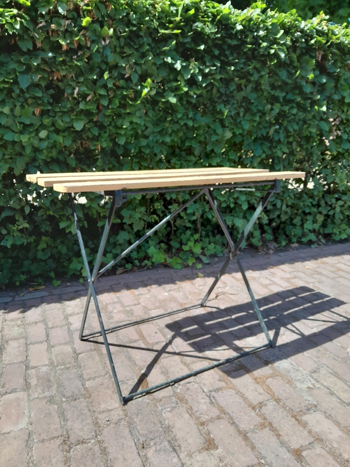 Tuintafel tafel bistrotafel brocante vintage opklapbaar, Ophalen, Gebruikt, Rechthoekig, Metaal