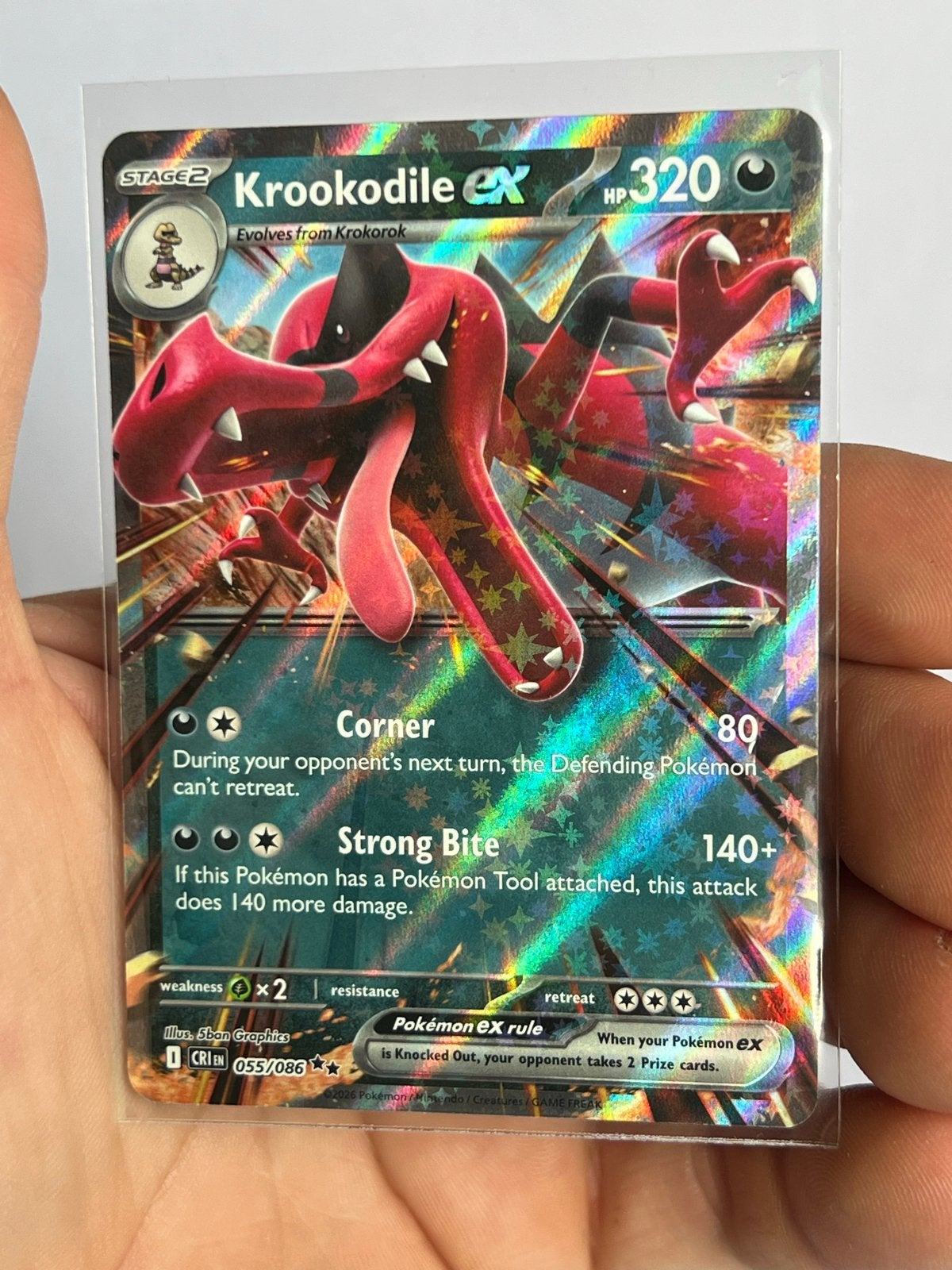 Krookodile ex 055/086 - Pokémon kaart, Ophalen of Verzenden, Zo goed als nieuw, Losse kaart, Foil