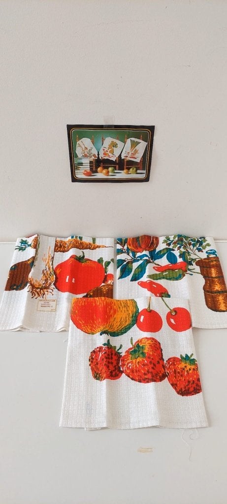 Vintage Retro Theedoeken Jaren 70 Keuken textiel NIEUW, Eu, Katoen, Wasbaar, Nieuw