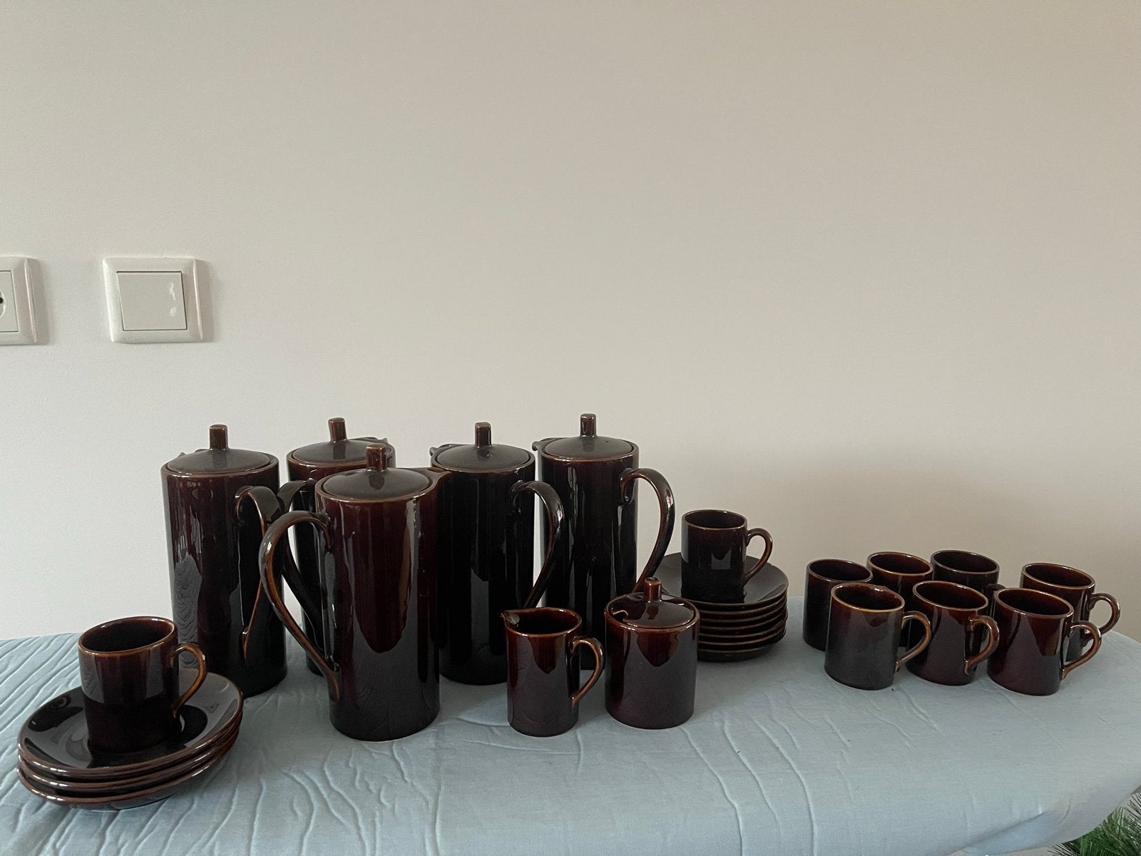 Donkerbruin Retro Vintage Mid-Century Koffieservies, Ophalen