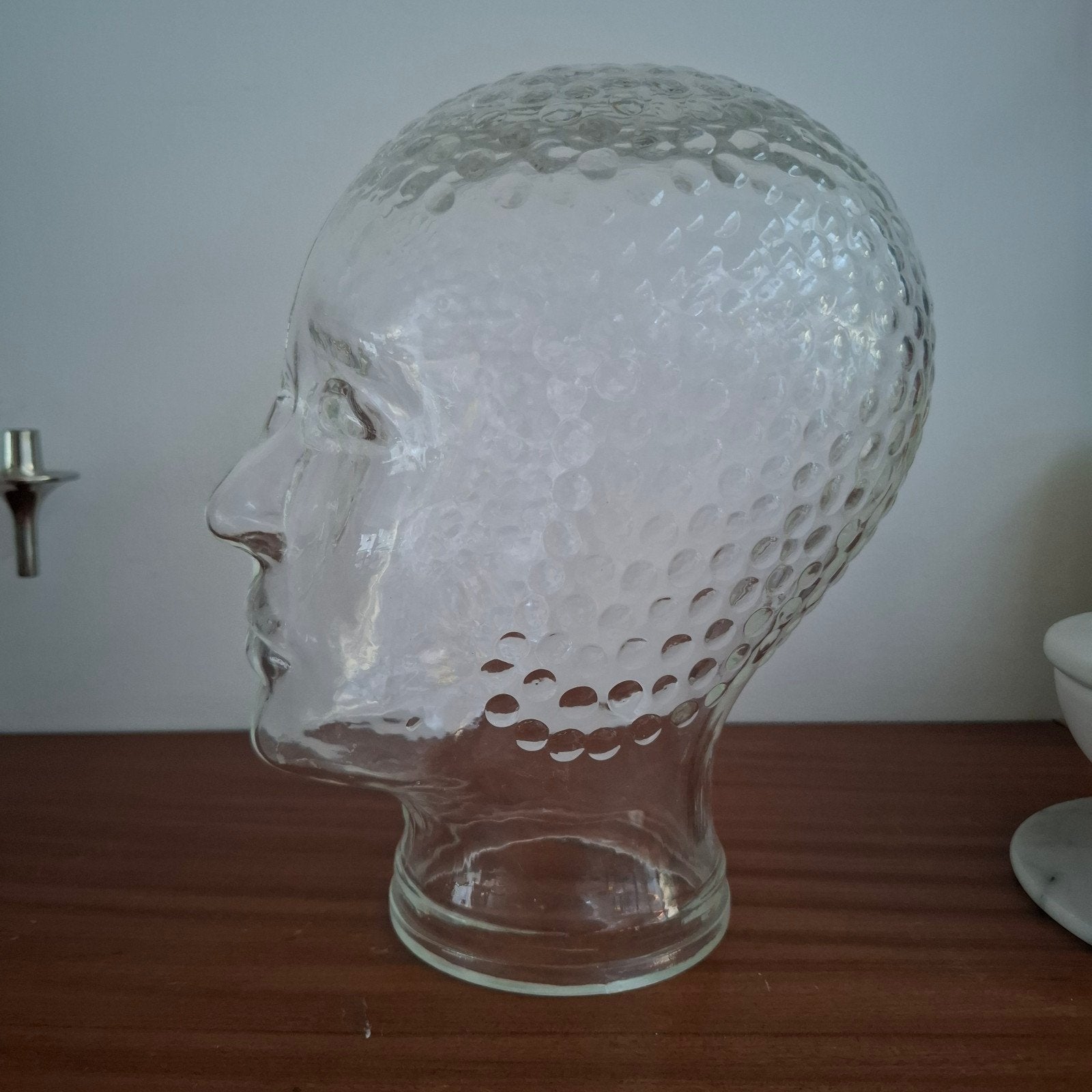 Vintage glazen hoofd, Ophalen of Verzenden