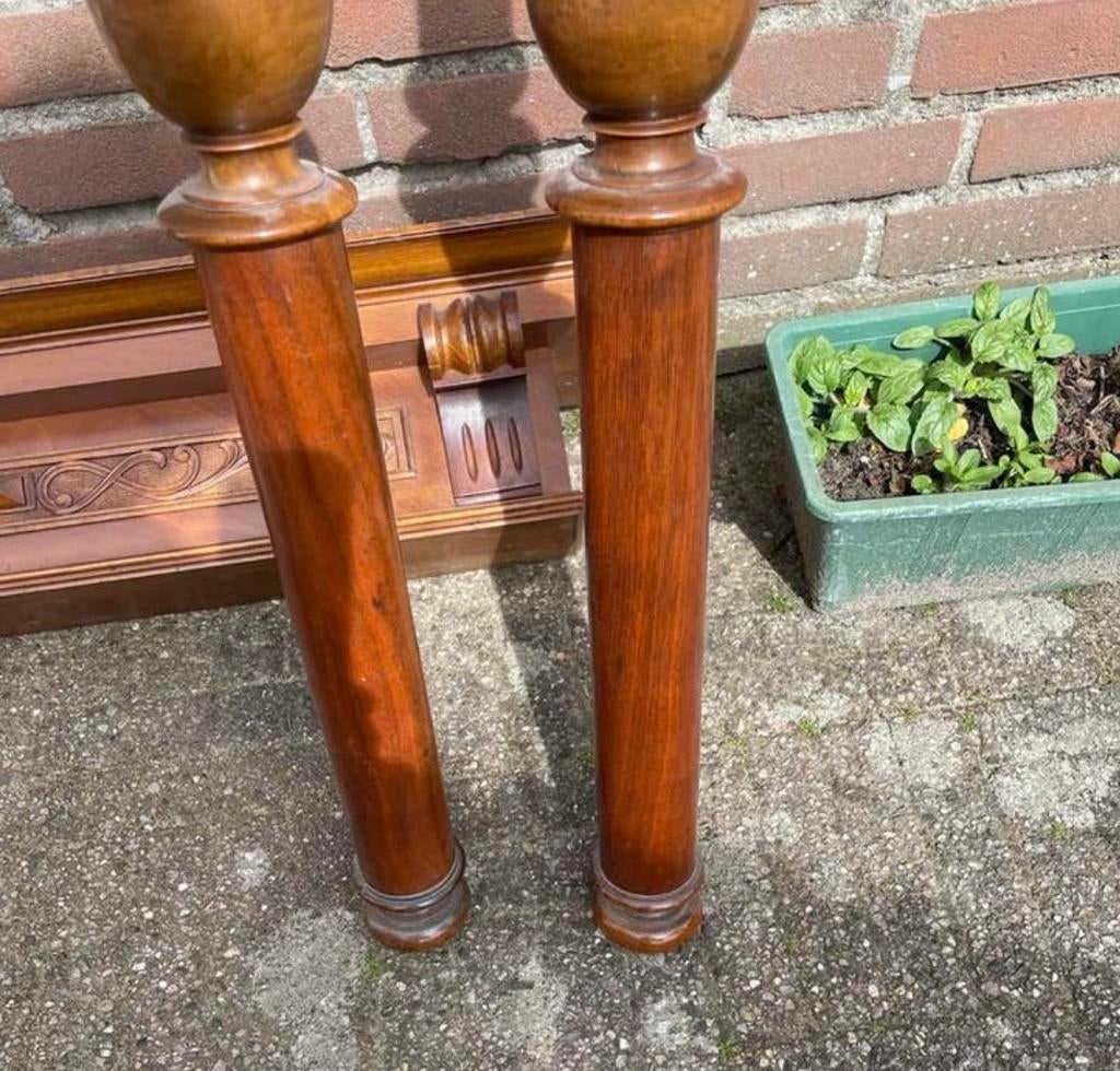 Antieke houten zuilen en ornament van halspiegel, Ophalen of Verzenden