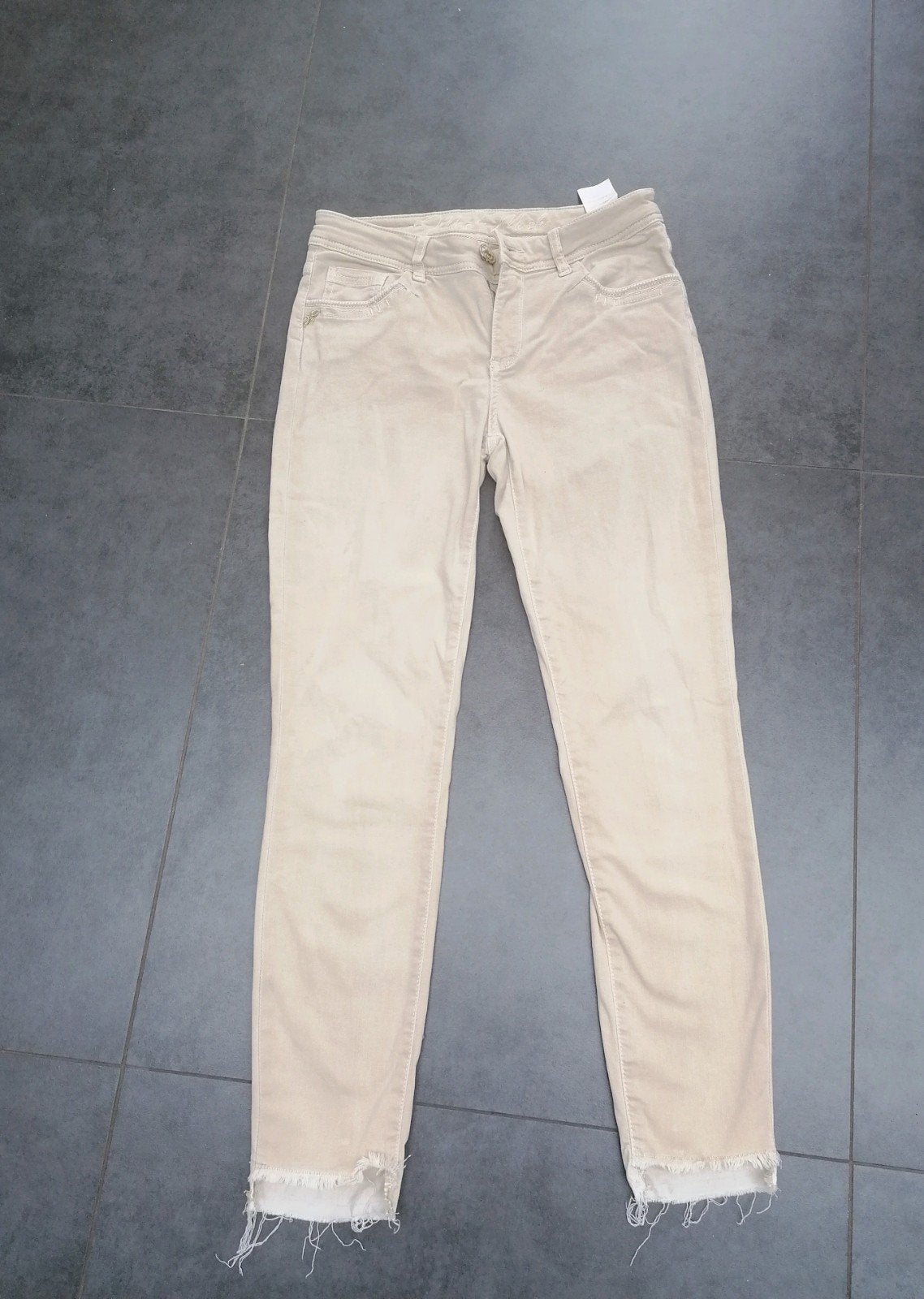 Mos mosh stretch zomerbroek maat 28 used look beige, Beige, Ophalen of Verzenden, Zo goed als nieuw, Maat 36 (S)