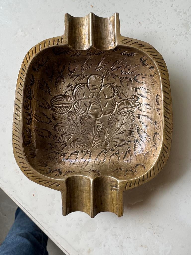 Vintage  Asbak met Bloemenpatroon, Ophalen of Verzenden, Koper