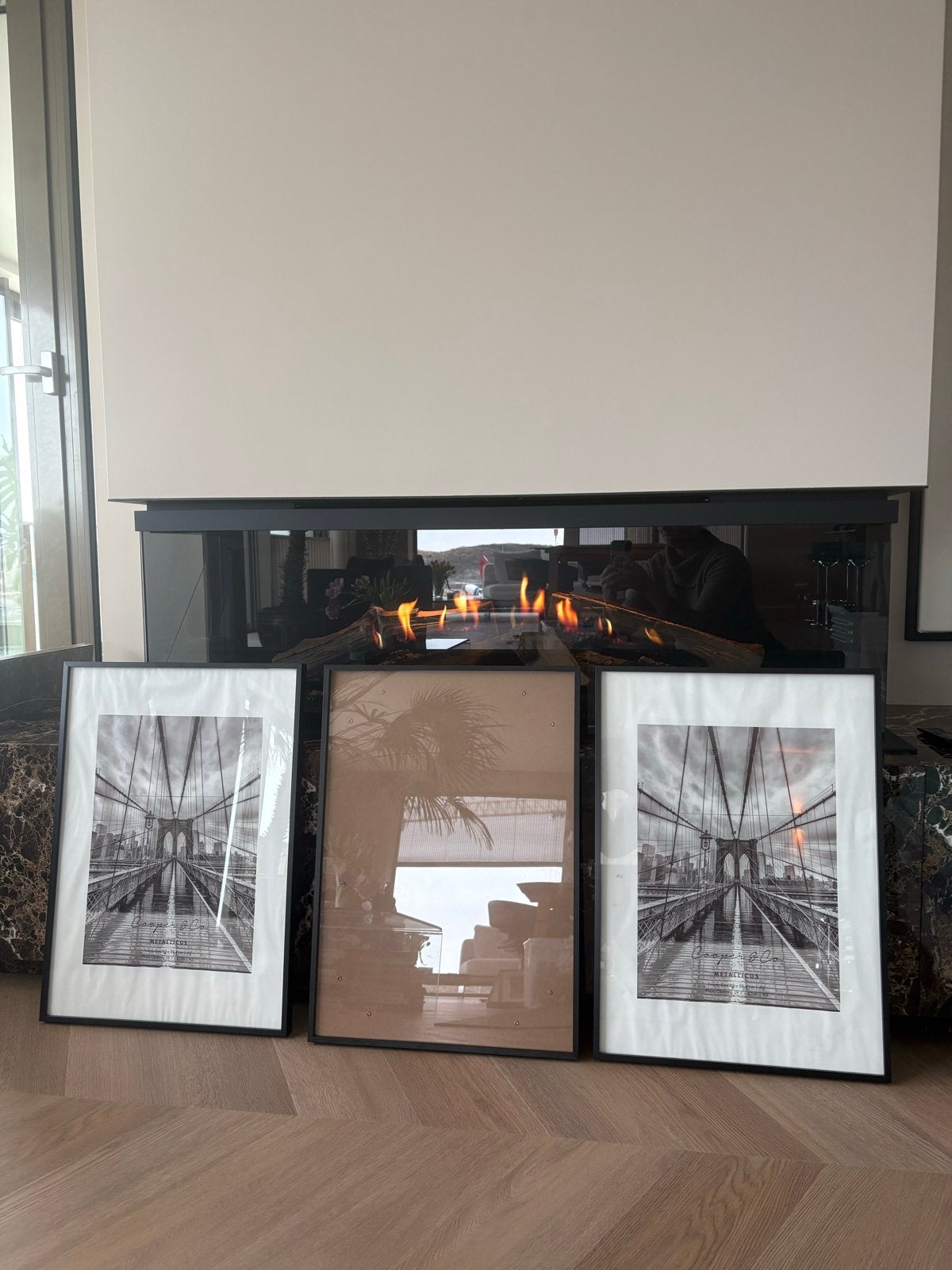 Set van 3 fotolijsten met glas, zwart, 40x60 cm, Huis en Inrichting, Ophalen, Gebruikt, Fotolijst, Met afbeelding