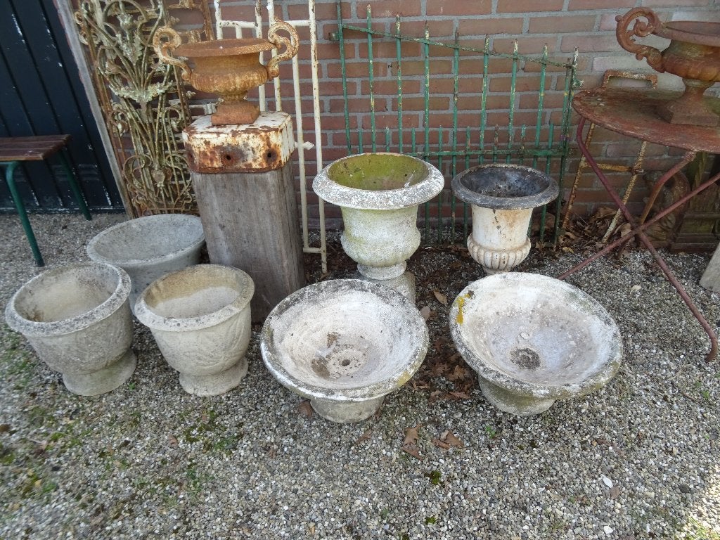 antieke en brocante plantenbakken bloembakken potten, Tuin en Terras, Bloembakken en Plantenbakken, Ophalen, Gebruikt, Rond, Metaal