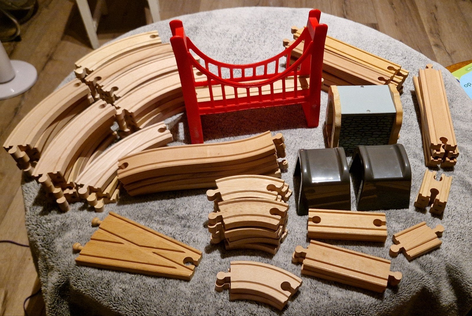 Grote set houten treinrails en treinen, Ophalen of Verzenden, Gebruikt