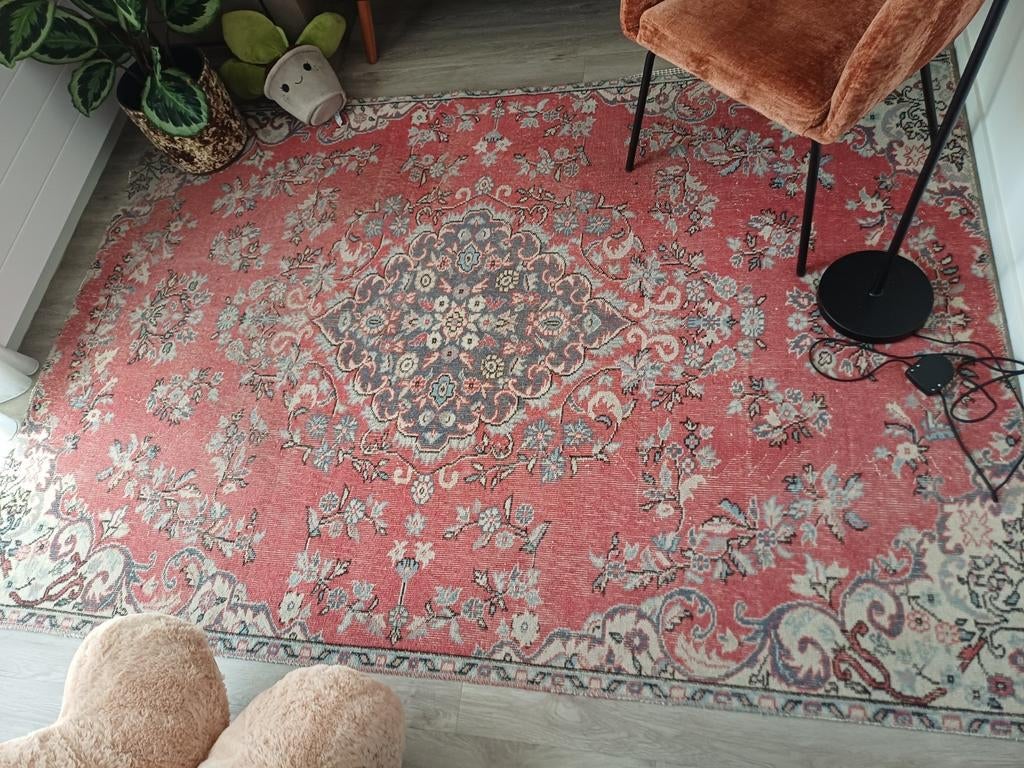 IKEA SILKEBORG Vloerkleed - Rood/Grijs Oosters Patroon, Ophalen, Gebruikt, Grijs, 150 tot 200 cm