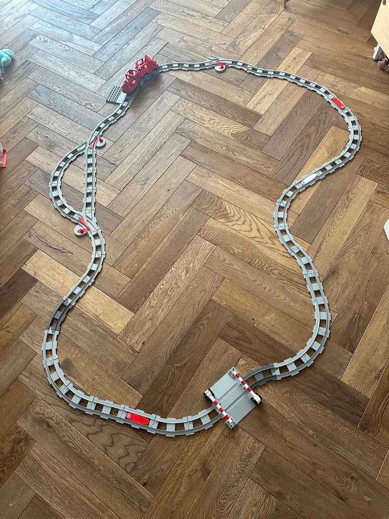 Duplo Trein met Rails en Wagon, Ophalen, Gebruikt, Duplo, Inclusief accessoires