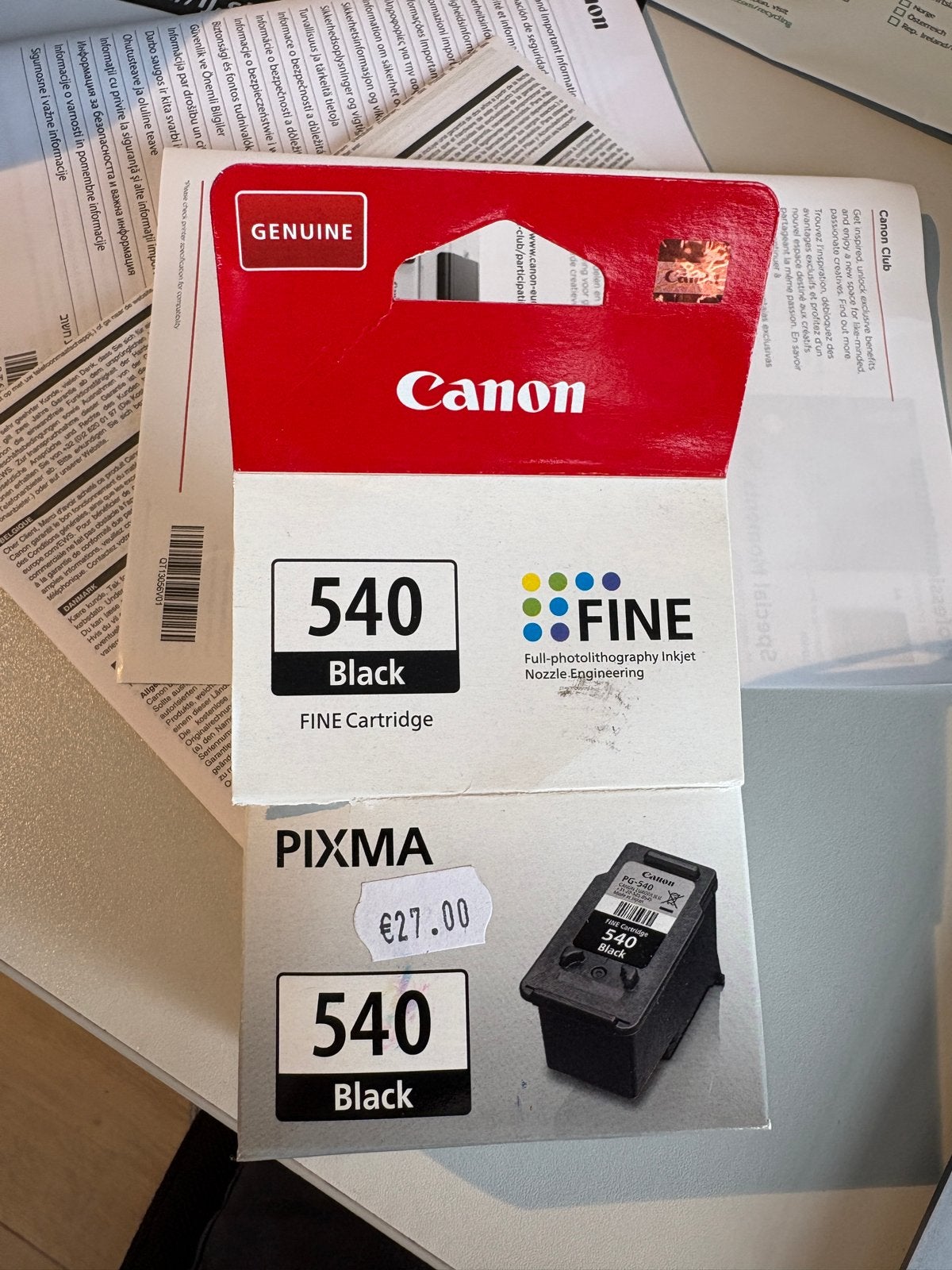Canon PG-540 Zwarte Inktcartridge - Origineel, Computers en Software, Printerbenodigdheden, Ophalen of Verzenden, Nieuw, Cartridge