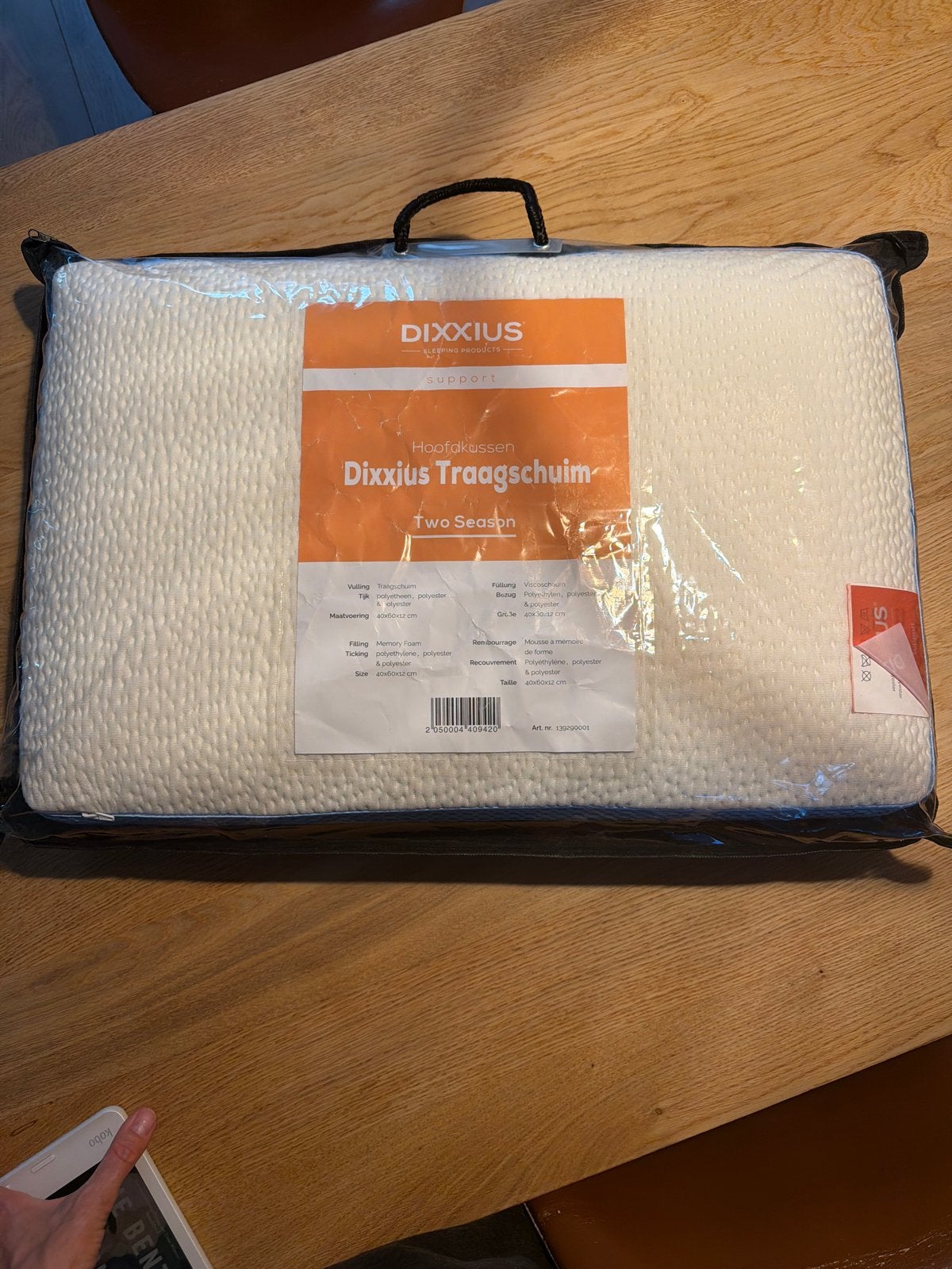 Twee Dixxius Traagschuim Hoofdkussens 40x60x12 cm, Ophalen, Overige merken, Wit, Hoofdkussen