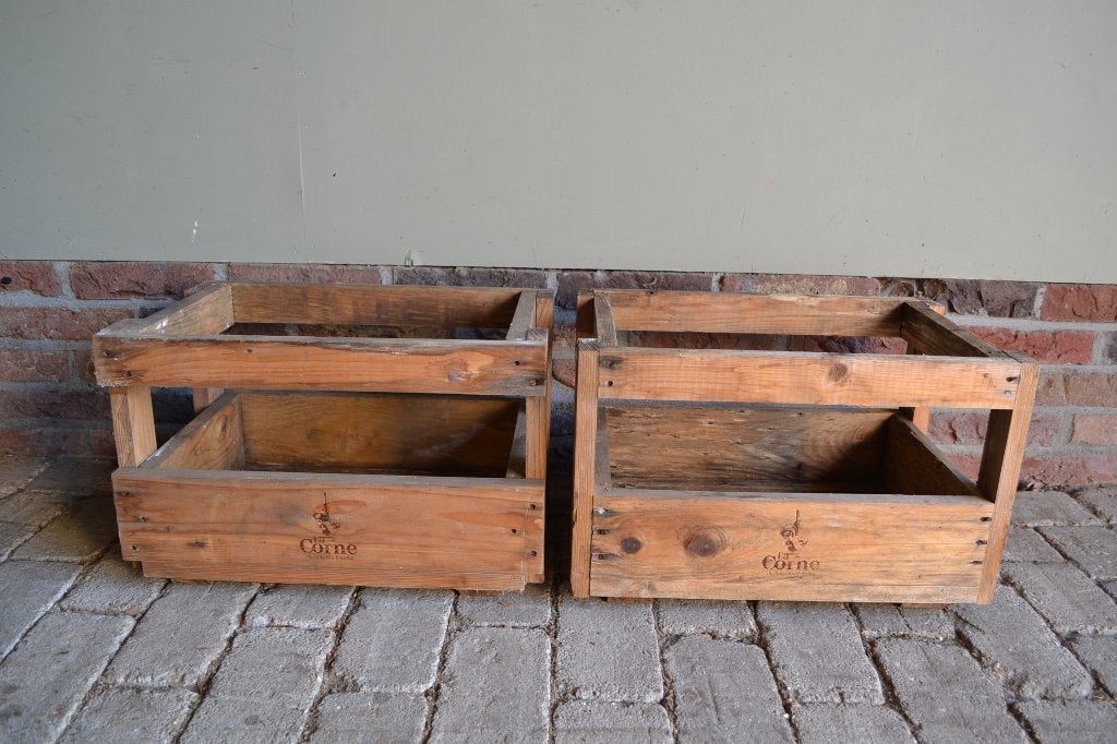 Set van 2 oude antieke houten bierkratjes., Ophalen of Verzenden