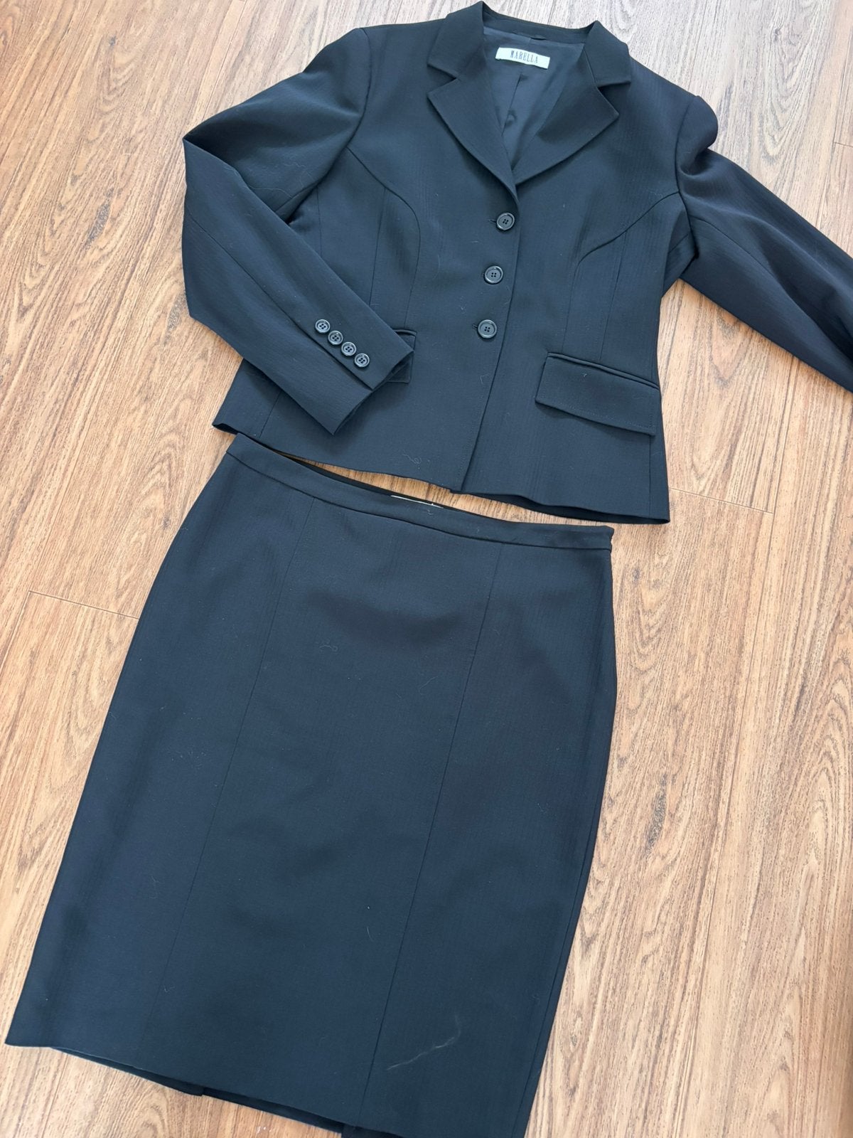 Marella (Max Mara) zwart mantelpakje/ kostuum set maat 42 xl, Overige typen, Zwart, Maat 42/44 (L), Ophalen of Verzenden