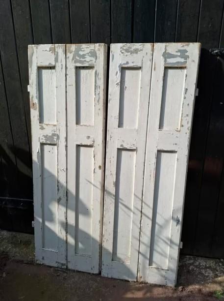 Set oude brocante houten luiken, Gebruikt, T, Ophalen of Verzenden, N
