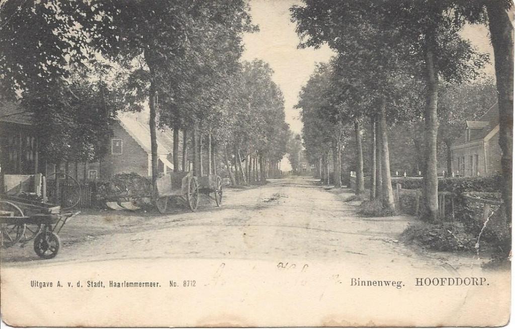 Hoofddorp (N.H.) Binnenweg, Boerenkarren, gelopen 1903, Ophalen of Verzenden, Voor 1920, Gelopen, Noord-Holland