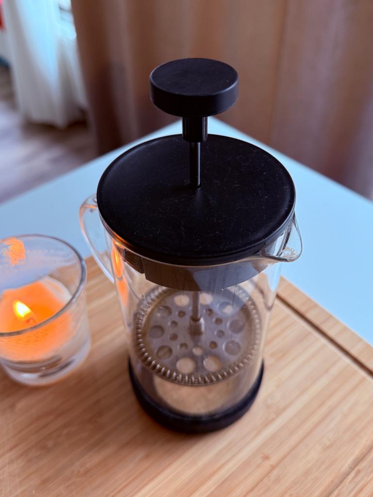 Glazen French Press Koffiezetter - Zo goed als nieuw, Witgoed en Apparatuur, Koffiezetapparaten, Ophalen, Overige modellen, Gemalen koffie