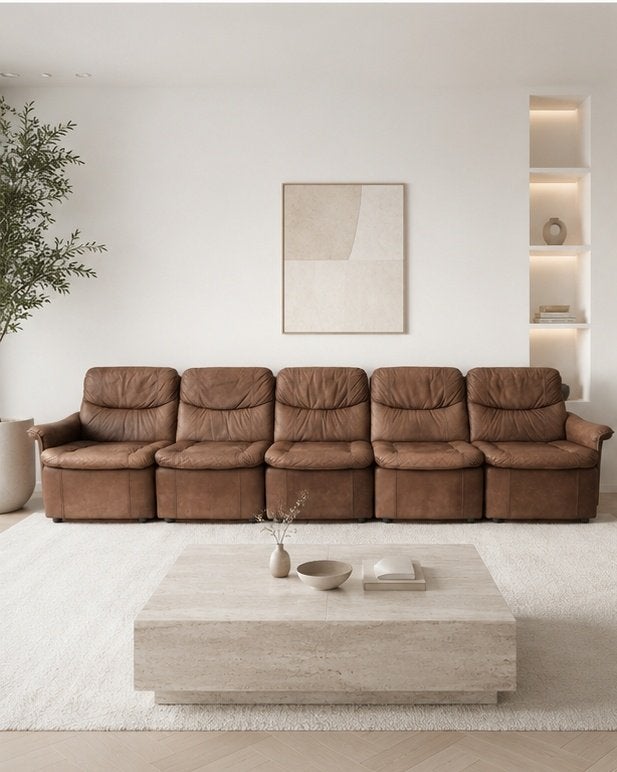 Grote vintage elementenbank zithoek jaren '60 design retro, Verzenden, Gebruikt, Leer