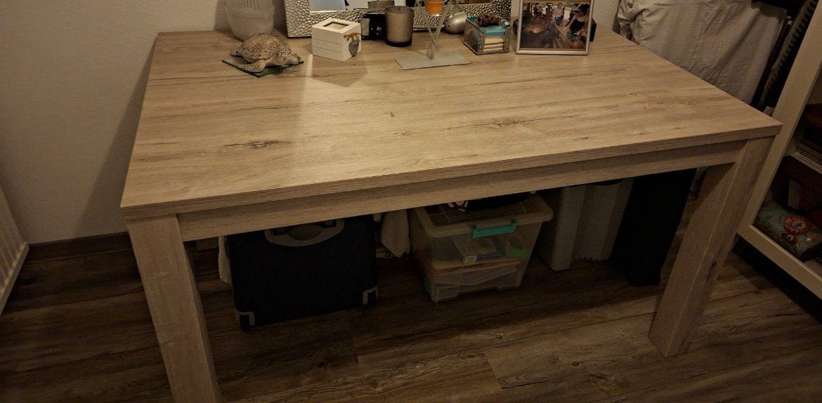 Eettafel grijs whitewash 140x90, Huis en Inrichting, Ophalen, 100 tot 150 cm, 200 cm of meer, Zo goed als nieuw