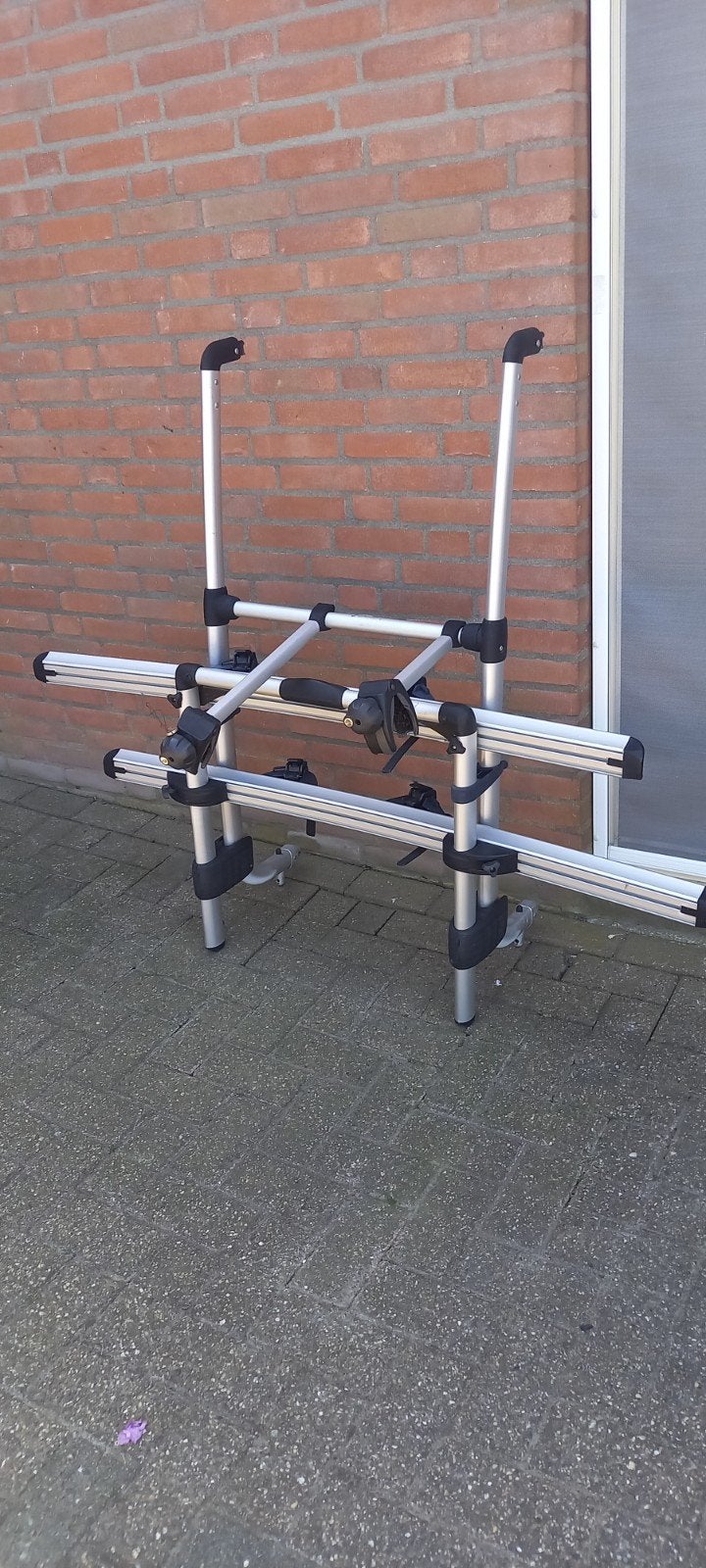 Fietsendrager voor camper of caravan - verstelbare rails, Auto diversen, Ophalen, 2 fietsen, Gebruikt, Achterklepdrager