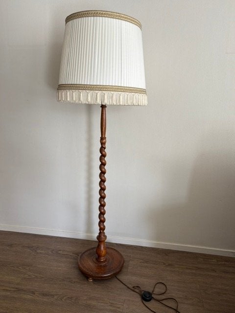 Staande schemerlamp met geplooide stoffen kap, Ophalen, Gebruikt, Klassiek, E27 (groot)